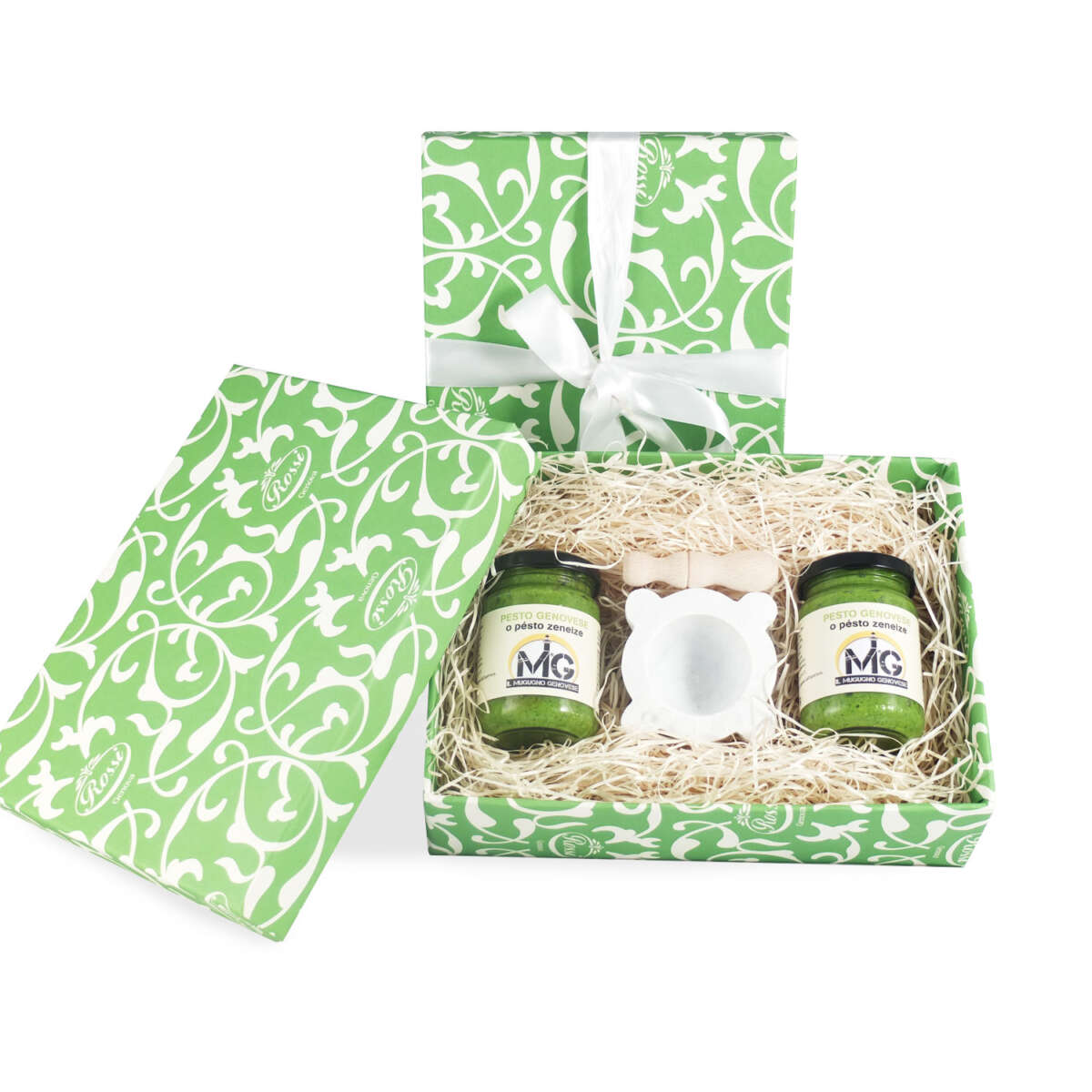 CONFEZIONE REGALO - IL PESTO DEL MUGUGNO GENOVESE, 130 GR X 2, CON MORTAIO IN MARMO - immagine 3