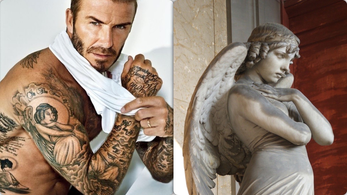 Tatuaggio Beckham, statua di staglieno